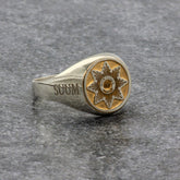 Feldjäger Siegelring 925 Sterling Silber teilvergoldet